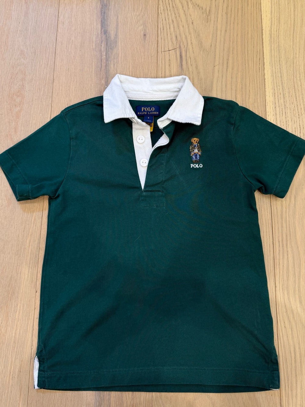 Polo by Ralph Lauren Forest Green Polo with White Contrast Collar